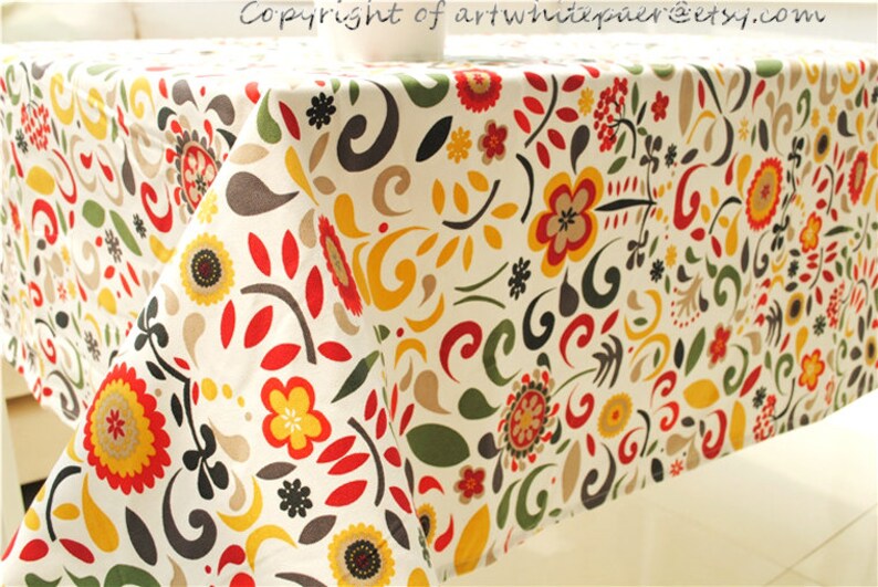 Wild Summer Flowers Rectangle Square Round Tablecloth Dinner,Party,Wedding,Birthday Gift---Cotton Custom Runner,Pillow Cushion,GET FREE GIFT