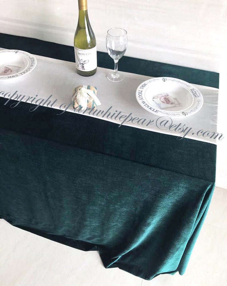 Velvet Tablecloth Emerald Hunter Green Rectangle Square Round Etsy