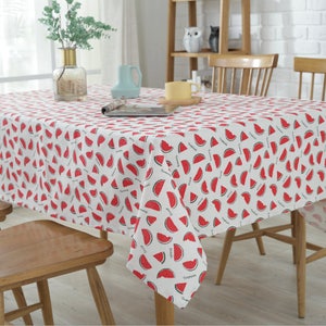 Watermelon Cotton Linen Rectangle Square Tablecloth,Round Oval Tablecloth,Kids Nursery Decor,Baby Shower Child Party Decor,Her Birthday Gift