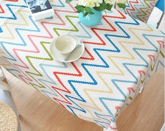 Mantel colorido Chevron Rectángulo Cuadrado Cena Redonda,Fiesta,Boda,Cumpleaños Regalo-Cotton Custom Table Runner, Pillow caso OBTENGA REGALO GRATUITO