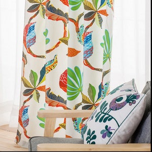 Rideaux à motifs de palmiers tropicaux pour salon/chambre, rideaux plissés, rideaux de douche, rideaux à pattes de fixation – Cantonnière sur mesure image 2