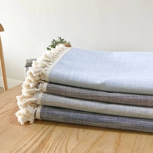 Linen Tablecloth Tassel Fringe 4 Colors Rectangle Square Round Oval Dining,Coffee,Cafe,Party,Wedding,Shower Gift----Shabby,Rustic,FREE GIFT