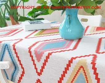 Tablecloth Geometric Diamond Rectangle Square Round Oval Dining,Party,Wedding,Birthday Gift-Cotton Custom Table Runner,Pillow,GET FREE GIFT