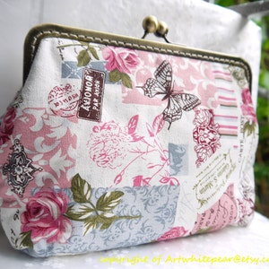Monedero con cierre de beso, monedero, bolso de mano con marco, regalo de dama de honor, cartera de mano para mujer, bolso de mano, bolso de maquillaje, bolso de cosméticos, funda para teléfono ---- Paris Memory
