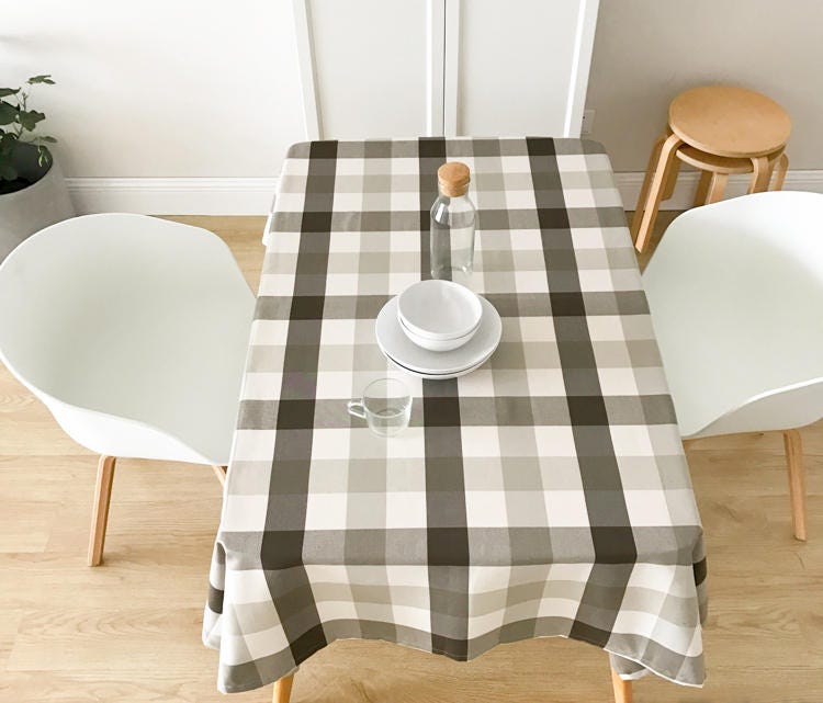 Coffee Tablecloth Black Brown Buffalo Check Plaid Rectangle Etsy