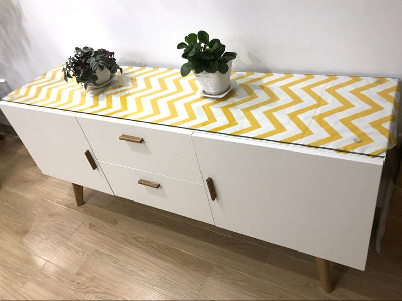 Coffee Table Runner Yellow Chevron Geometric Etsy