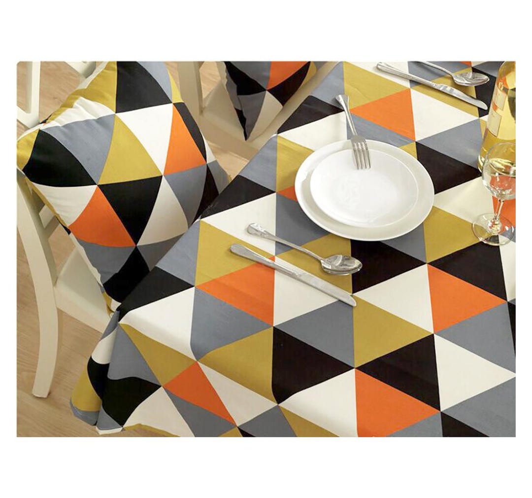 Triangular Table Drape Geometric Linen Tablecloth, Triangle Print, Custom Table Runner - Etsy ...