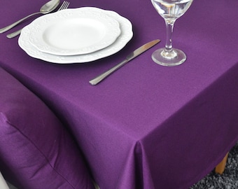 Solide Violette Baumwolle Tischdecke, Waschbare Tischwäsche