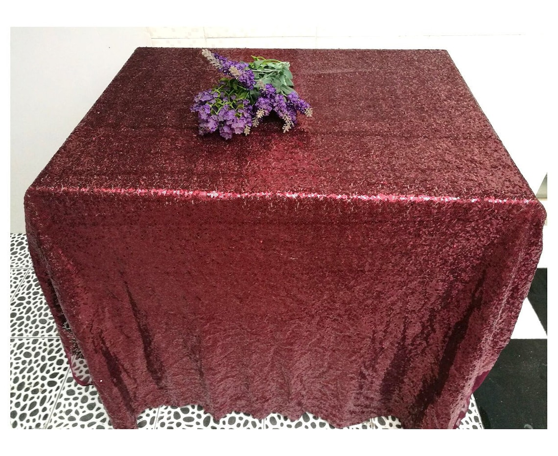 Burgundy Sequin Tablecloth Glitz Rectangle Round Partywedding - Etsy