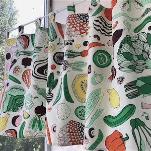 Botanischer Cafe Vorhang Fenster Volant/Küche Schlafzimmer Fenster Behandlung/Duschvorhang/Vorhänge Für Wohnzimmer/Geschenk Für Ihn-Früchte Gemüse
