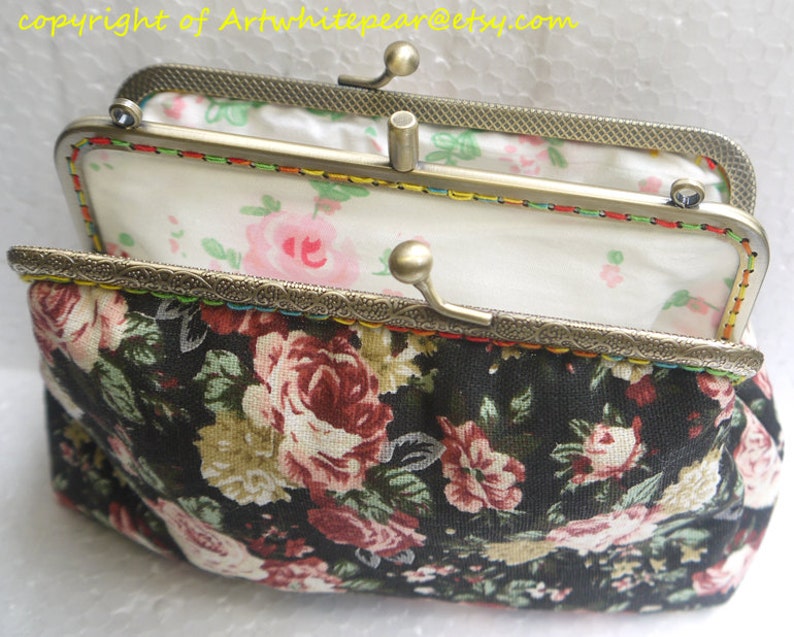 Double Kiss Lock Frame Clutch Bagsummer Clutchbridesmaid Etsy