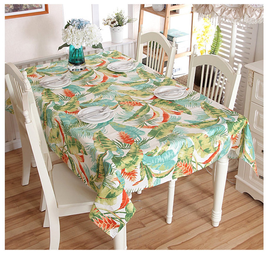 Tablecloth Summer Palm Tree Flowers Rectangle Square Round Etsy