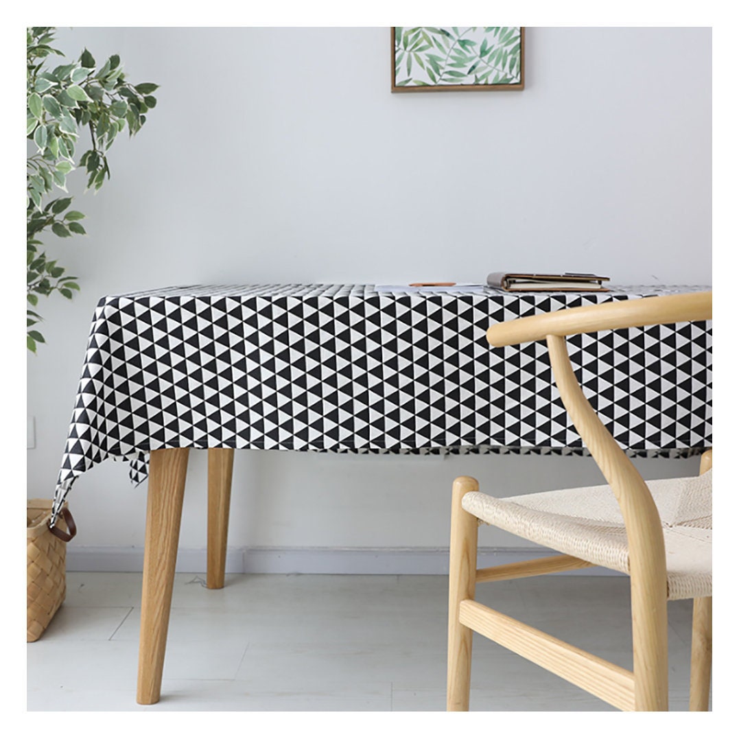 Triangular Tablecloth Black and White Triangle Linen Tablecloth, Custom Sizes - Etsy