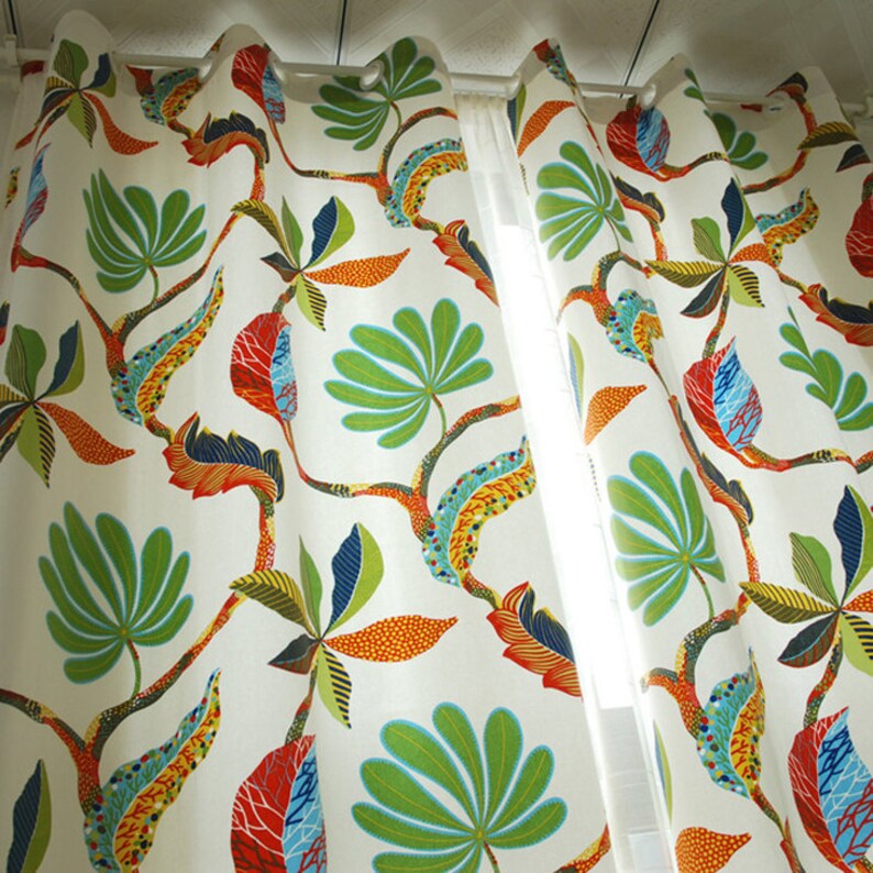 Rideaux à motifs de palmiers tropicaux pour salon/chambre, rideaux plissés, rideaux de douche, rideaux à pattes de fixation – Cantonnière sur mesure image 4