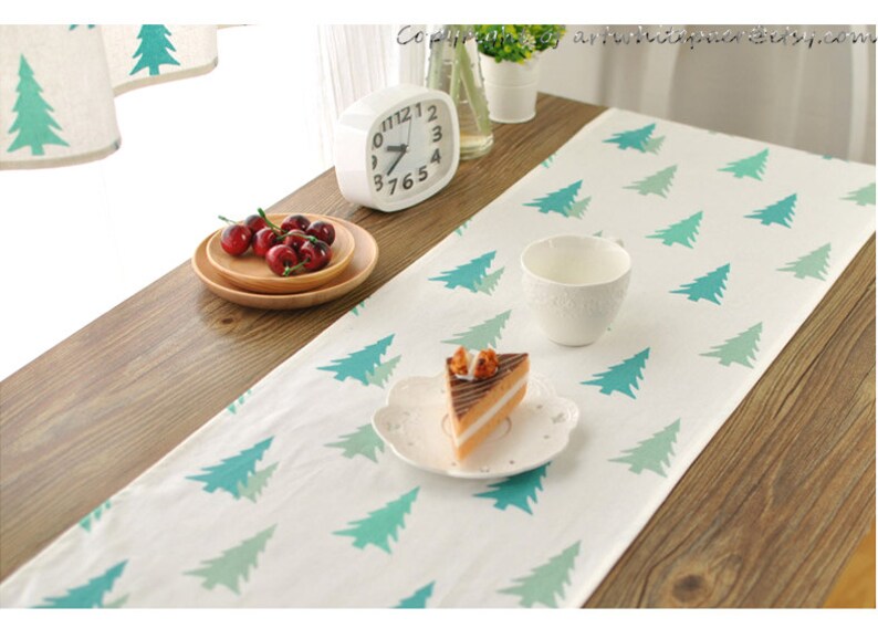 Linen Coffee Table Runner Pine Tree CafeShower PartyWedding Etsy