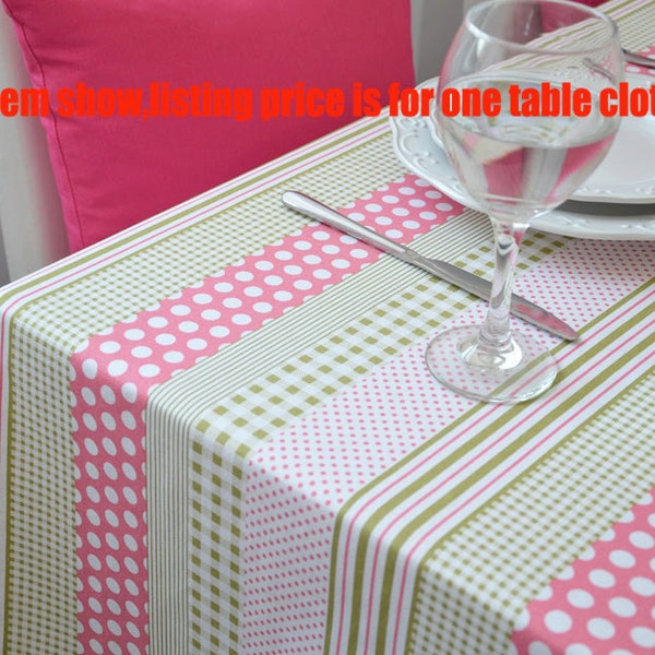 Pink Polka Dots Green Stripe Rectangle Square Round Tablecloth Dinner,Party,Wedding,Baby Shower-Custom Table Runner,Pillow,GET FREE GIFT