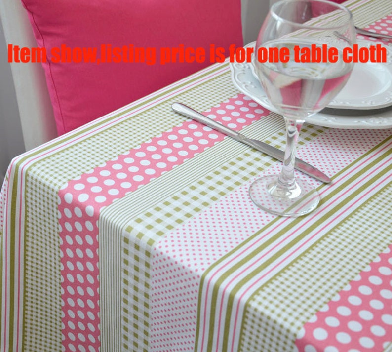Pink Polka Dots Green Stripe Rectangle Square Round Tablecloth Dinner,Party,Wedding,Baby Shower-Custom Table Runner,Pillow,GET FREE GIFT