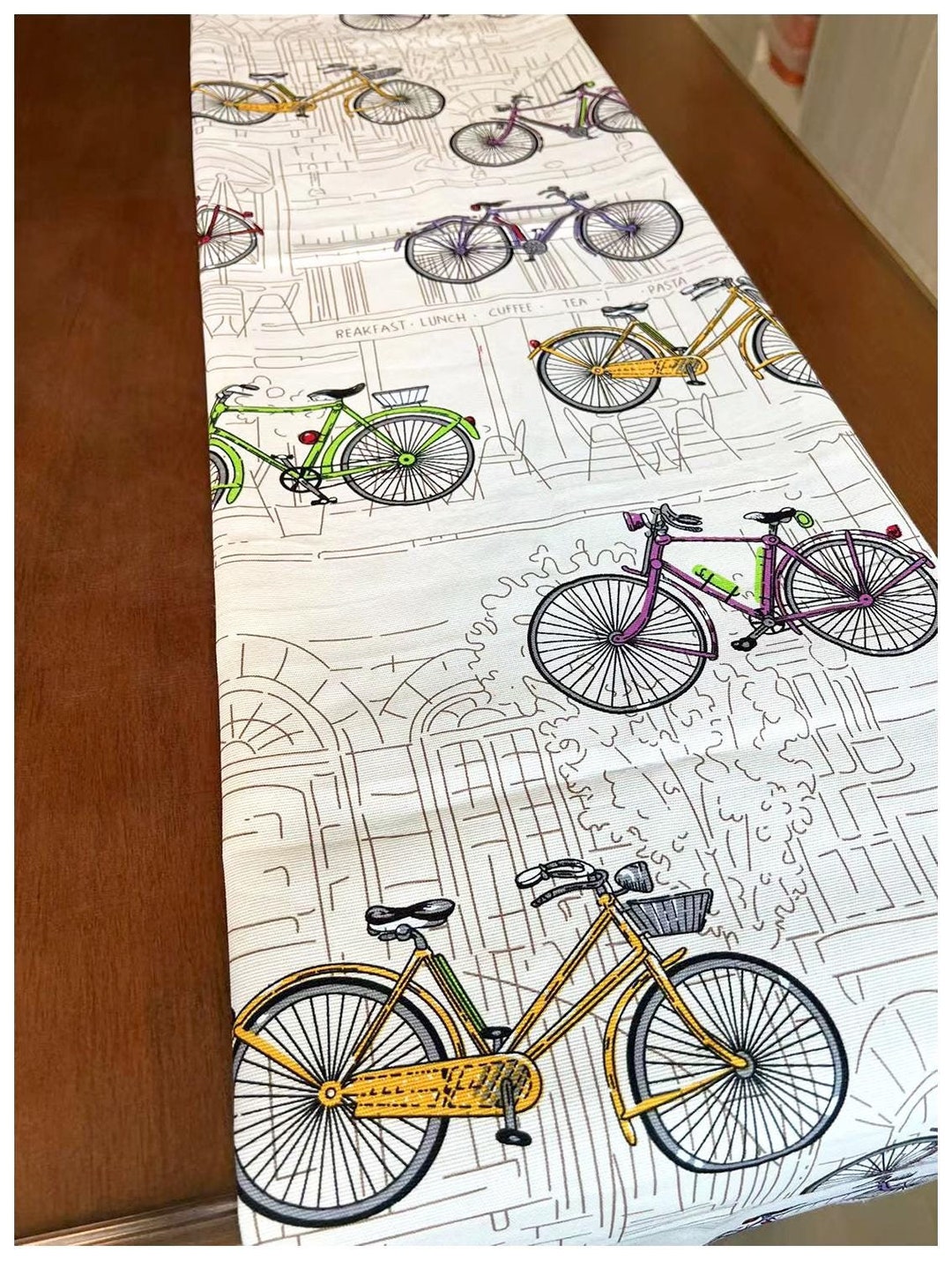 Bicycle,bike Ride Table Runner,washable Cotton Runner,wedding Table ...