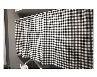 Gingham Vichy Check Cafe Curtain, Cotton Window Valance,Shower Curtains