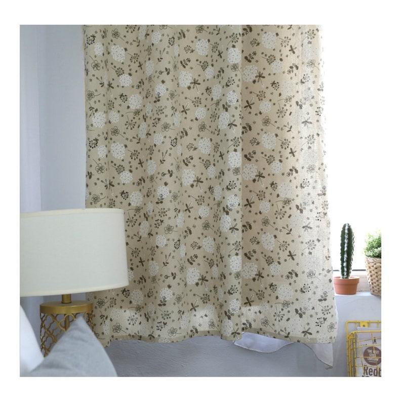 White Dandelion Flower Window Curtain Panel/window Drapes Etsy