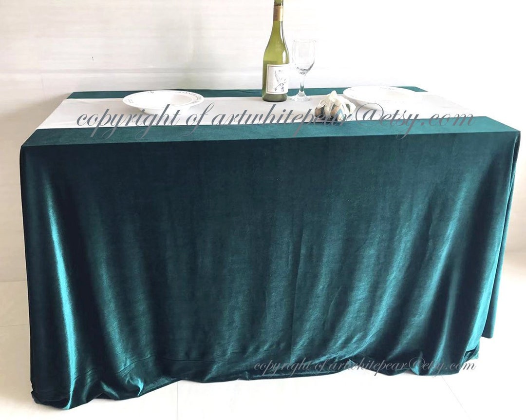 Velvet Tablecloth Emerald Hunter Green Rectangle Square Round Oval Coffee Table,party,beach ...