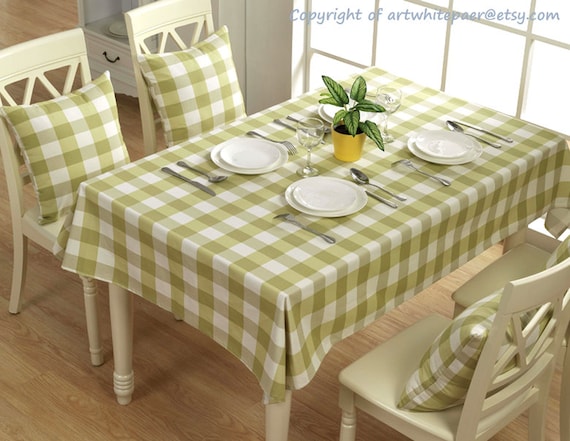 Buffalo Check Avocado Green Rectangle Square Round Oval - Dining Room Tablecloths Oval Buffalo Check Avocado Green Rectangle Square Round Oval - Dining Room Tablecloths Oval