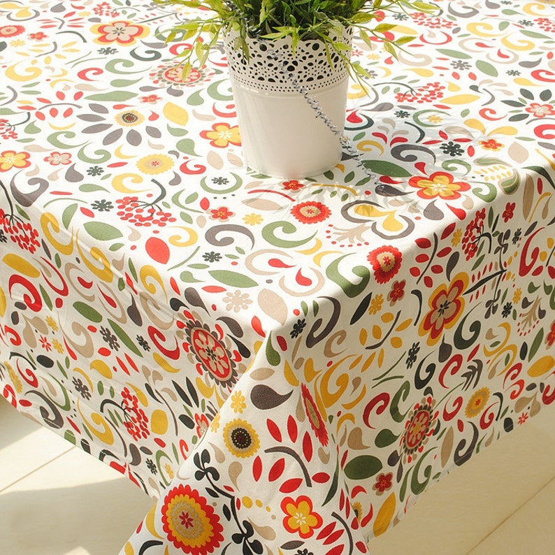 Wild Summer Flowers Rectangle Square Round Tablecloth Dinner,Party,Wedding,Birthday Gift---Cotton Custom Runner,Pillow Cushion,GET FREE GIFT