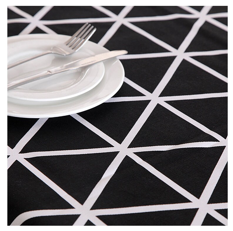 Triangular Tablecloth Geometric Cotton Tablecloth, Black and White Triangle Pattern - Etsy