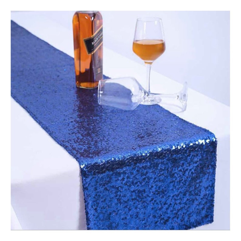 Sequin Wedding Table Runner Royal Blue Cake Table Overlaybaby Etsy