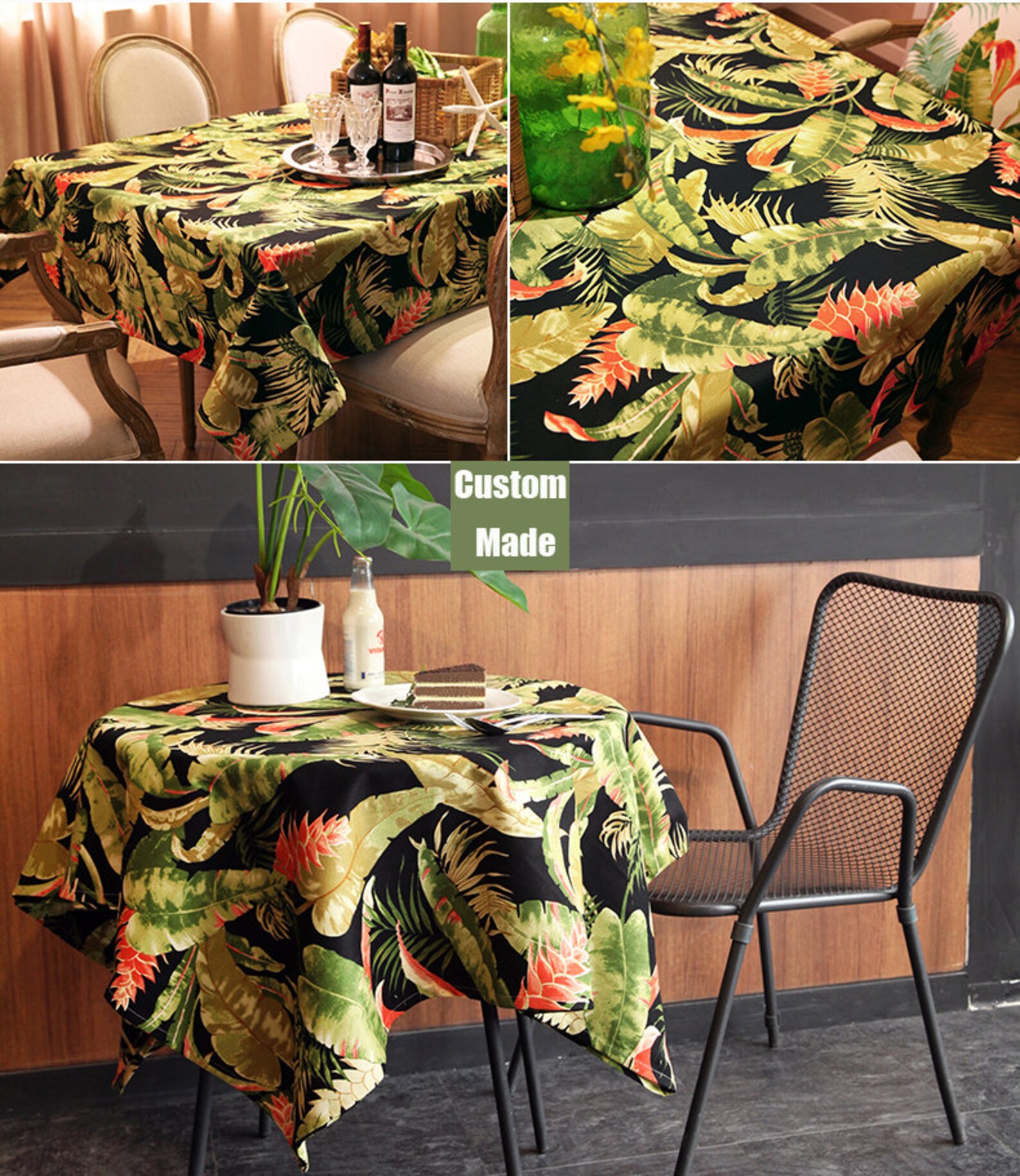 Tablecloth Summer Palm Tree Flowers Rectangle Square Round Etsy