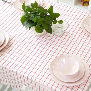 Pink Check Plaid Rectangle Square Linen Tablecloth,Round Oval Tablecloth,Washable Table Linens,Wedding Centerpiece,Xmas Thanksgiving Gift