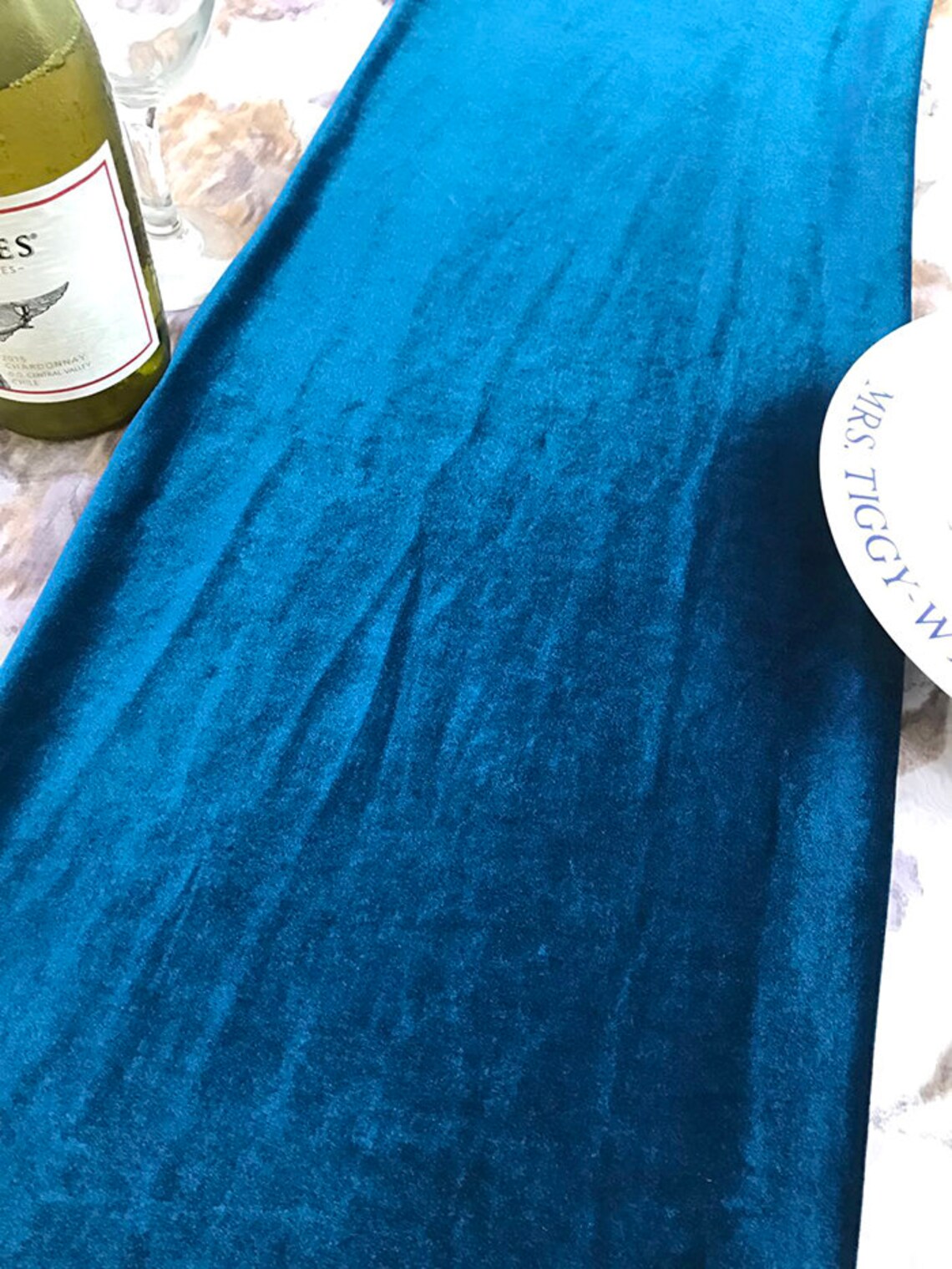 Velvet Table Runner Teal Blue Rectangle Square Round Oval Etsy