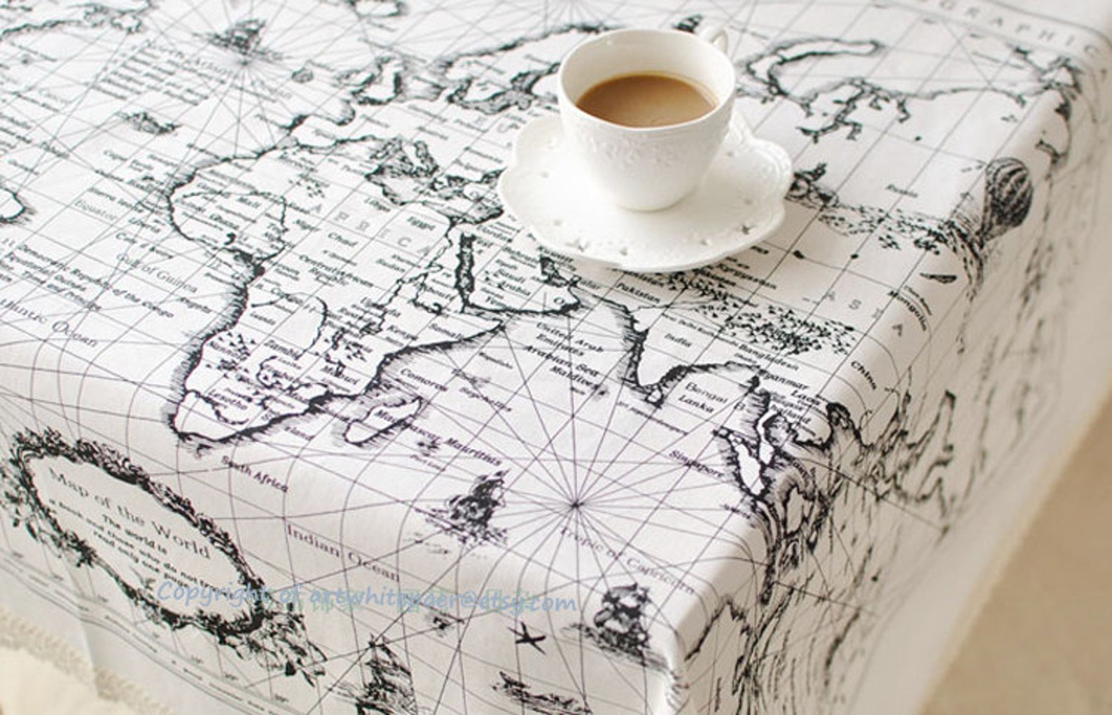 Tablecloth Cotton Linen World Map Rectangle Square Round - Etsy
