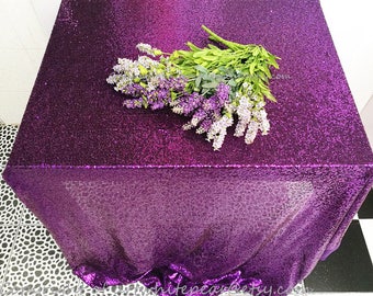 Violet Purple Sequin Tablecloth Rectangle Round Square Dining,Party,Wedding Table Overlay Glitz-23 color,Gift,Photography Backdrop,FREE GIFT