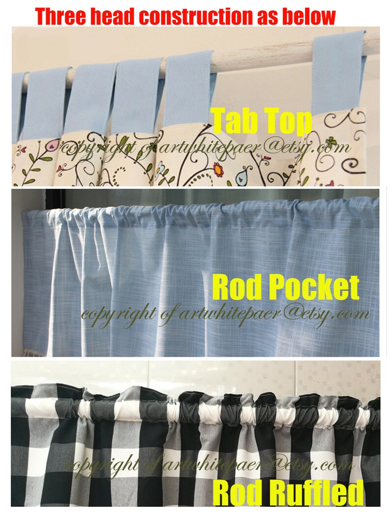 Cafe Curtain Window Valance RuffledWindow TreatmentKitchenKids Nursery,Children Playroom Bathroom Curtain Panel--Buffalo Check,FREE GIFT