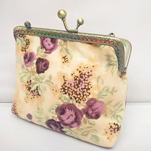 Bolsa de mão Kiss Lock, bolsa de pulso para madrinhas e damas de honra, mini carteira, capa para celular, bolsa para presente de chá de bebê, maquiagem, bolsa de cosméticos - flores de rosas