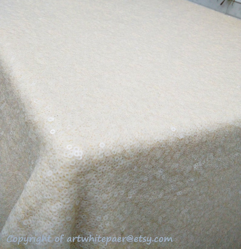 Ivory Sequin Glitz Tablecloth Rectangle Round Etsy