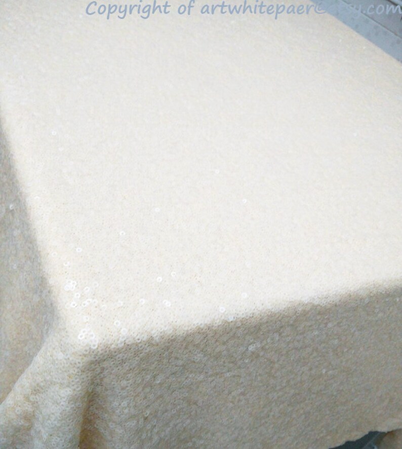 Ivory Sequin Glitz Tablecloth Rectangle Round Etsy