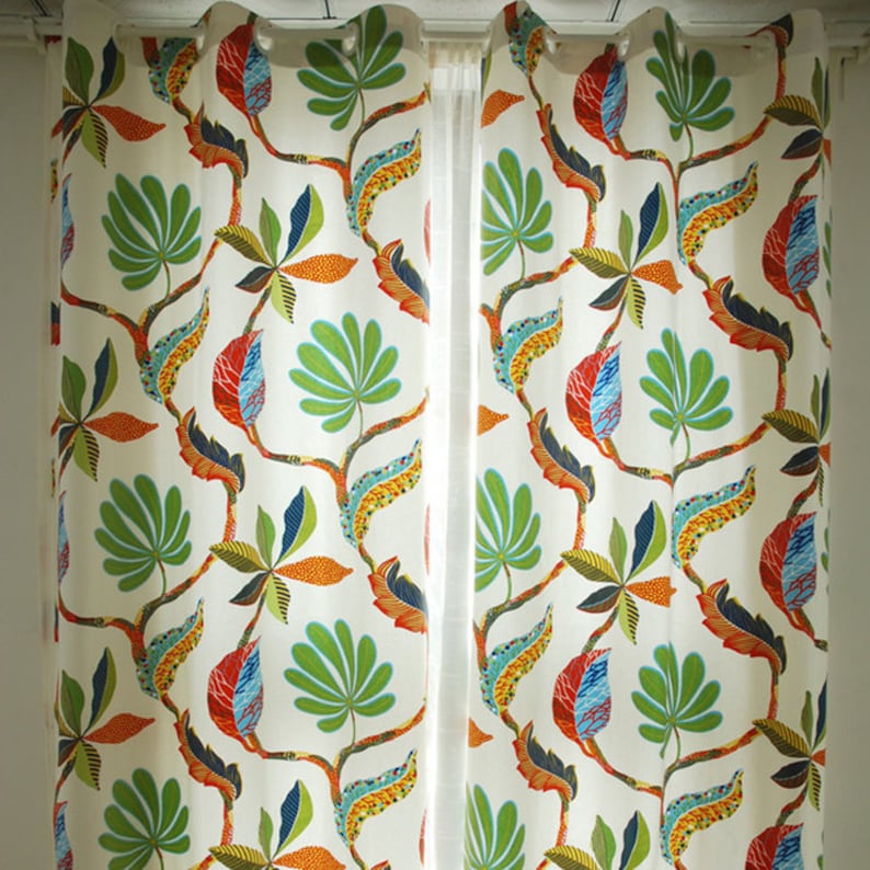 Rideaux à motifs de palmiers tropicaux pour salon/chambre, rideaux plissés, rideaux de douche, rideaux à pattes de fixation – Cantonnière sur mesure image 3