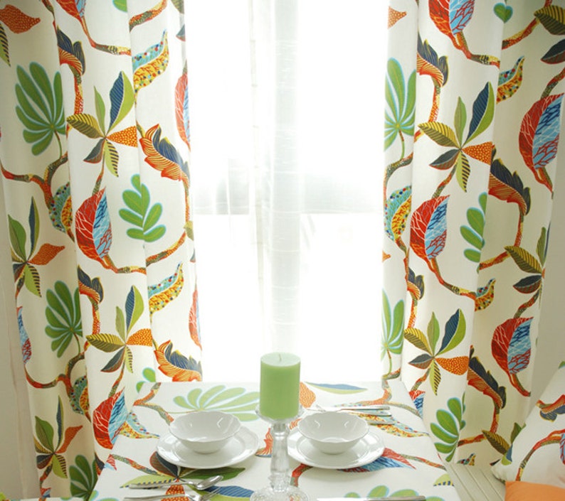 Rideaux à motifs de palmiers tropicaux pour salon/chambre, rideaux plissés, rideaux de douche, rideaux à pattes de fixation – Cantonnière sur mesure image 1