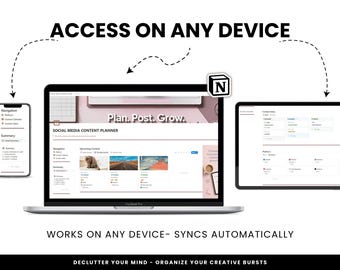 Notion Social Media Content Planner: All-in-One Digital Dashboard (Digital Download)