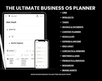 Notion Business Planner Solopreneur Digital Business Dashboard Freelancer Notion Template for Business Notion Automated Productivity Planner