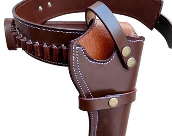Ensemble De Holsters Western Cowboy White Pigeon Pour Calibres .22 .357 .38 .45 .44, Neuf
