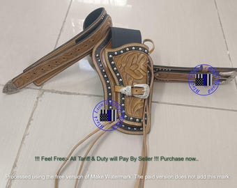 Handmade Leather Western Holster: .38/.45 Colt Revolver, Right Hand Draw