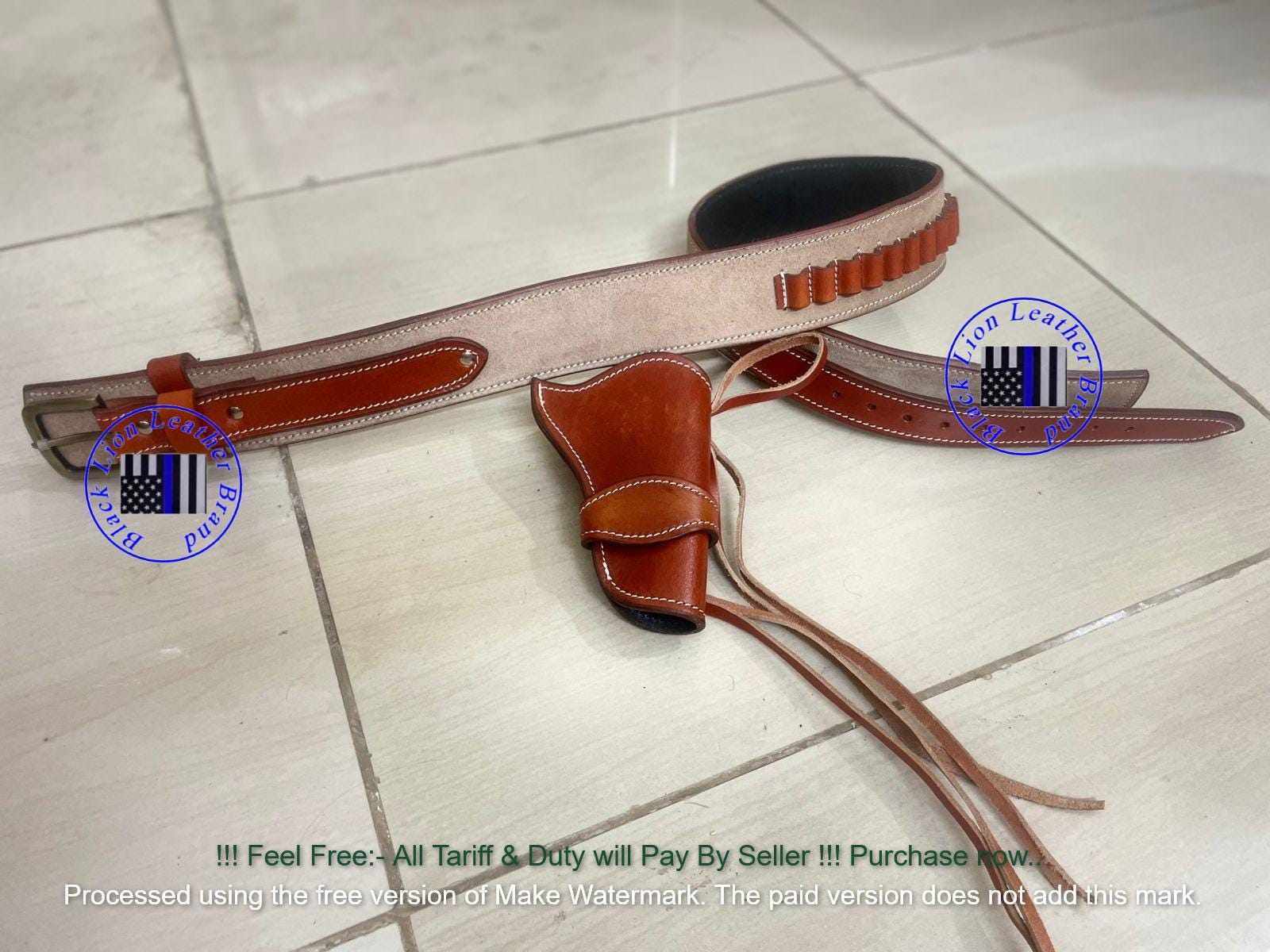 Handmade Leather Fast Draw Holster: .22 .357 .45 Caliber Cowboy Gunbelt