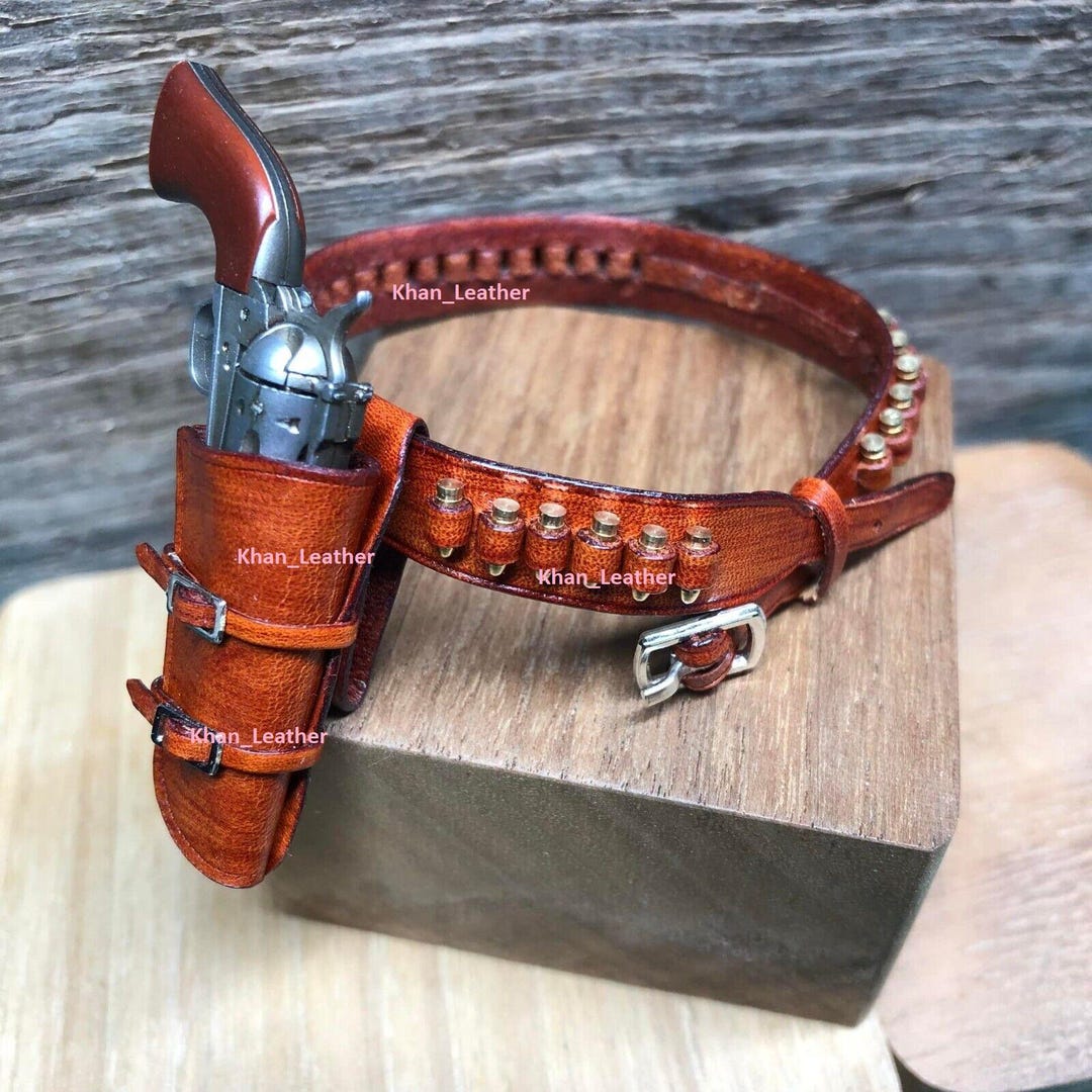 Handmade Leather Cowboy Holster Rig: Cartridge Belt, Fits .22 to .45 ...