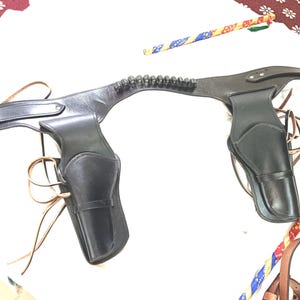 Coldre para revólver, coldre de couro estilo western, para cinto de cartucho, para munição, Colt Sass Rigs, coldre de cowboy, .22, .32, .357, .44, .38, .45