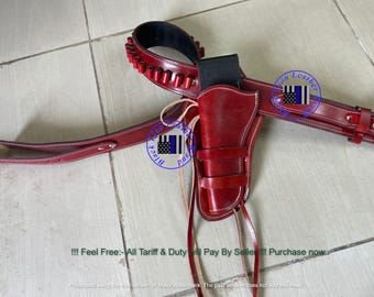 Handgefertigtes Revolver-Holster & Gürtel im Western-Stil