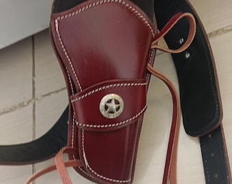 Cinturón vintage de vaquero occidental con presillas para munición, funda de cuero, calibre .22, .357, .38, .44 y .45