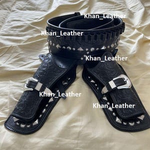 Cow Boy Custom Leather Rigs Cartridge Belt With Holster .22 .357 .38 .44 .45 & 12 Guage By BlackLionLeather